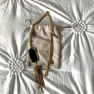 Rayne gold long pendant necklace in black